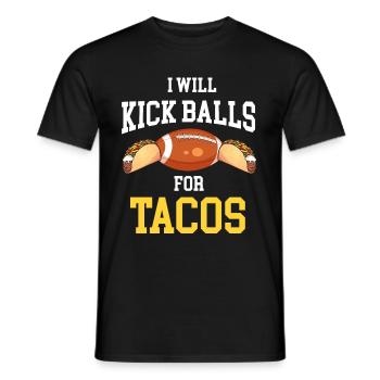 Coups de pied dans les ballons pour les tacos Football Kicker Quarterback - T-shirt homme - noir - Devant - AI Model Male 178 light (178cm)