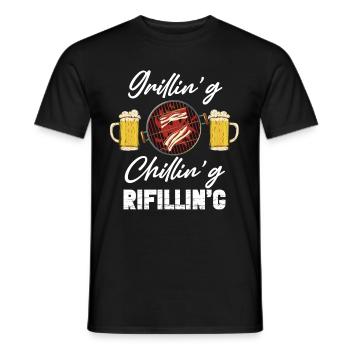 Grillin'g Chillin'g Refilli'n Barbecue Lover - Männer T-Shirt - Schwarz - Vorne - AI Model Male 178 light (178cm)