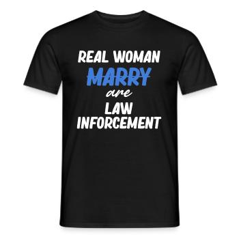 Les vraies femmes sont des forces de l’ordre, - T-shirt homme - noir - Devant - AI Model Male 178 light (178cm)