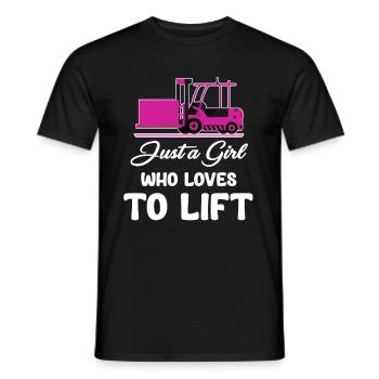 Just a girl who loves forklifts, - Men's T-Shirt - black - Front - AI Model Male 178 light (178cm)