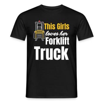 This Girl Loves Her Forklift Construction Excavator - Men's T-Shirt - black - Front - AI Model Male 178 light (178cm)