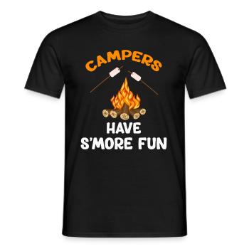 Les campeurs ont des montagnes en sac à dos pendant le glamping - T-shirt homme - noir - Devant - AI Model Male 178 light (178cm)