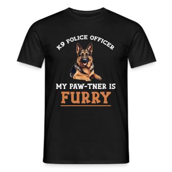 policeman my paw-tner is a furry dog - Men's T-Shirt - black - Front - AI Model Male 178 light (178cm)