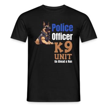 Police officer of the Go Ahead & Run unit - Men's T-Shirt - black - Front - AI Model Male 178 light (178cm)