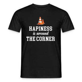 Happiness is just around the corner funny - Men's T-Shirt - black - Front - AI Model Male 178 light (178cm)