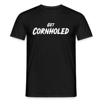 Get Conrholed Funny Cornhole Board Game - Men's T-Shirt - black - Front - AI Model Male 178 light (178cm)