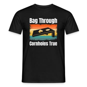 Bag Through Cornholes True Boardgame Tailgating - Men's T-Shirt - black - Front - AI Model Male 178 light (178cm)