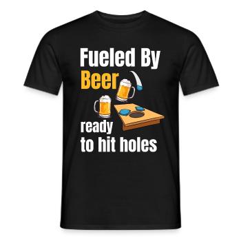 Angetrieben Von Bier, Bereit, Löcher Zu Schlagen. - Männer T-Shirt - Schwarz - Vorne - AI Model Male 178 light (178cm)