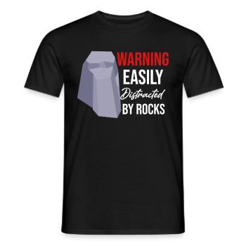Warning: Easily distracted by stones. Jollier - Men's T-Shirt - black - Front - AI Model Male 178 light (178cm)