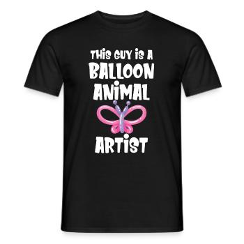 This guy is a balloon animal artist, - Men's T-Shirt - black - Front - AI Model Male 178 light (178cm)