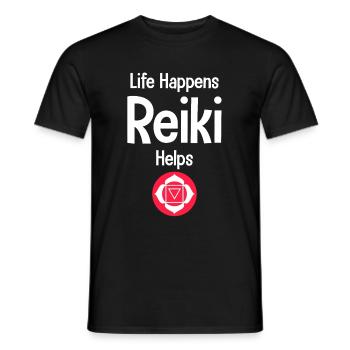 Life Happens Reiki helps with chakra healing. - Men's T-Shirt - black - Front - AI Model Male 178 light (178cm)