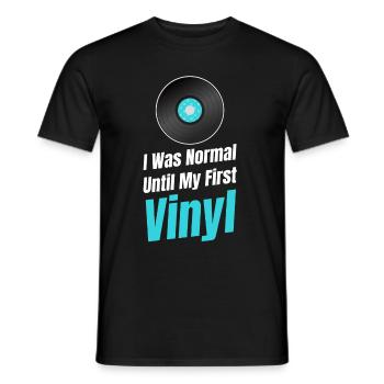 "J’étais normal jusqu’à mon premier vinyle antique rustique - T-shirt homme - noir - Devant - AI Model Male 178 light (178cm)