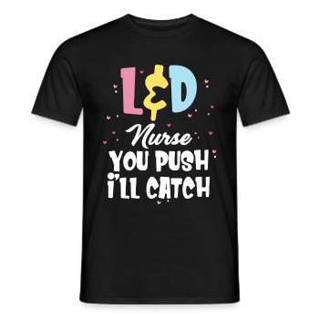 L’infirmière L&D qu’elle pousse, je vais accoucher - T-shirt homme - noir - Devant - AI Model Male 178 light (178cm)