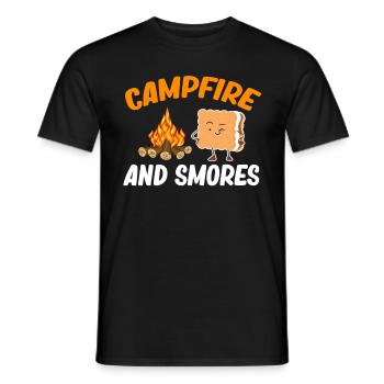 Feu de camp et Smores Glamping Remorque Randonnée pédestre - T-shirt homme - noir - Devant - AI Model Male 178 light (178cm)