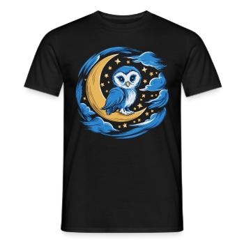 Eule Mond Sterne Nachthimmel - Männer T-Shirt - Schwarz - Vorne - AI Model Male 178 light (178cm)