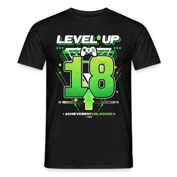 Niveau supérieur - 18 - Succès de jeu d’anniversaire - T-shirt homme - noir - Devant - AI Model Male 178 light (178cm)