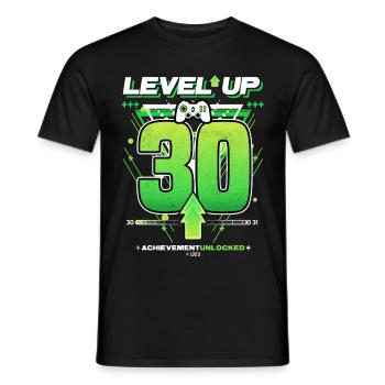 Niveau supérieur - 30 - Succès de jeu d’anniversaire - T-shirt homme - noir - Devant - AI Model Male 178 light (178cm)