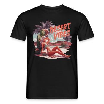 Sonnenuntergang Desert Vibes Urlaub Abenteuer - Männer T-Shirt - Schwarz - Vorne - AI Model Male 178 light (178cm)