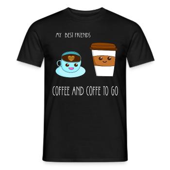 My best friends - Coffe and coffee to go - Männer T-Shirt - Schwarz - Vorne - AI Model Male 178 light (178cm)