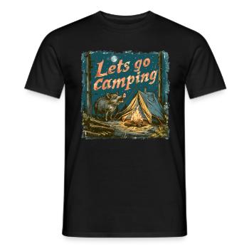 Partons en camping Aventure de sanglier - T-shirt homme - noir - Devant - AI Model Male 178 light (178cm)
