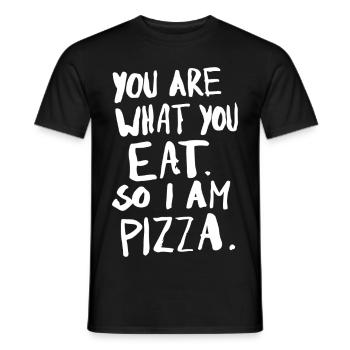 You are what you eat. So I am pizza. - Männer T-Shirt - Schwarz - Vorne - AI Model Male 178 light (178cm)