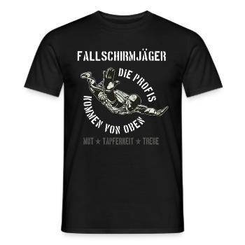 Fallschirmjäger – Die Profis kommen von oben - Männer T-Shirt - Schwarz - Vorne - AI Model Male 178 light (178cm)