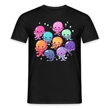 Qualle Schwarm Sea Beach Meduse Marine Diver - Männer T-Shirt - Schwarz - Vorne - AI Model Male 178 light (178cm)
