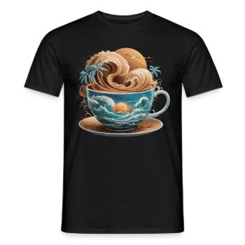 Tropical Beach Waves Kaffeetasse für eine - Männer T-Shirt - Schwarz - Vorne - AI Model Male 178 light (178cm)