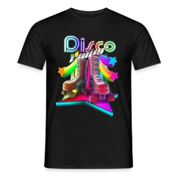 Disco rouleau 3D - T-shirt homme - noir - Devant - AI Model Male 178 light (178cm)