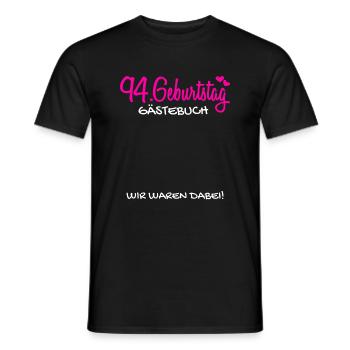 94 Geburtstag Gästebuch 94 Jahre Geschenk - Männer T-Shirt - Schwarz - Vorne - AI Model Male 178 light (178cm)