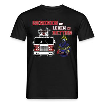 Feuerwehr - Geboren um Leben zu Retten - Männer T-Shirt - Schwarz - Vorne - AI Model Male 178 light (178cm)