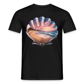Muschel Strand Szene Serene Ozean Landschaft - Männer T-Shirt - Schwarz - Vorne - AI Model Male 178 light (178cm)
