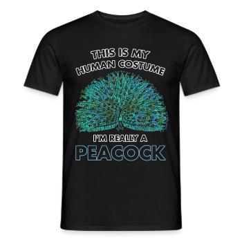 Pfau - Männer T-Shirt - Schwarz - Vorne - AI Model Male 178 light (178cm)