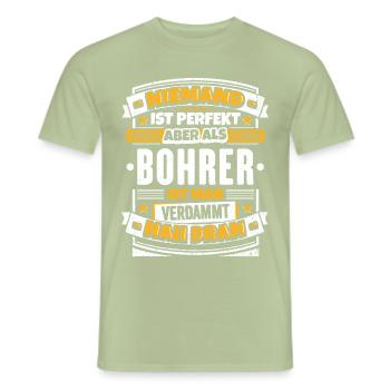 Lustiger Spruch Bohrer - Männer T-Shirt - Sage - Vorne - AI Model Male 178 light (178cm)
