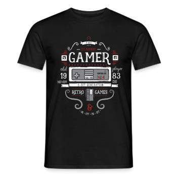Game Nerd 80s Retro 8bit Game Console pc old fun - Men's T-Shirt - black - Front - AI Model Male 178 light (178cm)