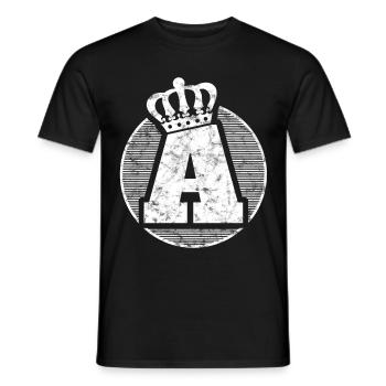 Stylischer Buchstabe A mit Krone - Männer T-Shirt - Schwarz - Vorne - AI Model Male 178 light (178cm)