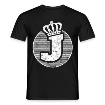 Stylish letter J with crown - Men's T-Shirt - black - Front - AI Model Male 178 light (178cm)