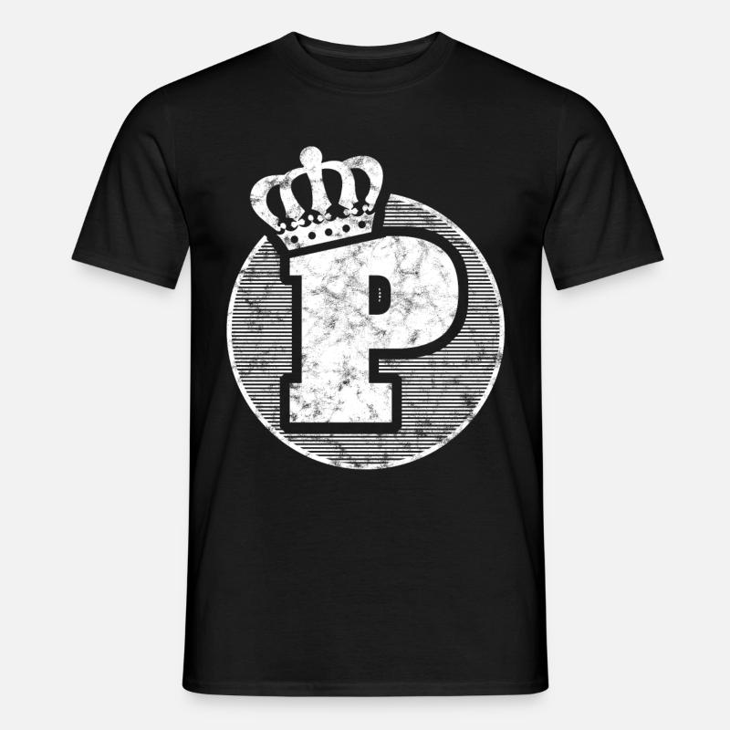 Stylischer Buchstabe P mit Krone - Männer T-Shirt - Schwarz