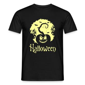 Halloween Shirt Ghost Luminous - Men's T-Shirt - black - Front - AI Model Male 178 light (178cm)