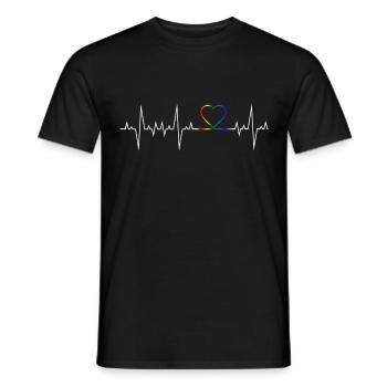 LGBT Herzschlag Regenbogenfahne - T-Shirt Geschenk - Männer T-Shirt - Schwarz - Vorne - AI Model Male 178 light (178cm)
