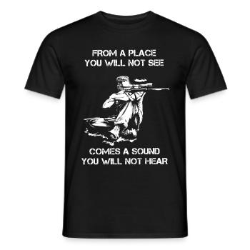 Von einem Ort, den Sie nicht sehen werden - Männer T-Shirt - Schwarz - Vorne - AI Model Male 178 light (178cm)