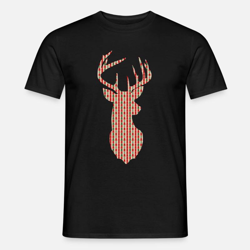 Christmas deer - geometry Christmas tree design - Men’s T-shirt - black