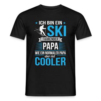Ski fahrender Papa/Vater - Männer T-Shirt - Schwarz - Vorne - AI Model Male 178 light (178cm)