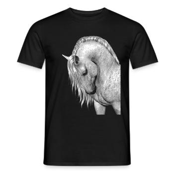 Weißes Pferdekopf-T-Shirt Geschenk Liebe der Pferde - Männer T-Shirt - Schwarz - Vorne - AI Model Male 178 light (178cm)