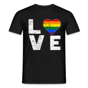 LGBT Pride Rainbow Couleur Amour Coeur Gay Pride - T-shirt homme - noir - Devant - AI Model Male 178 light (178cm)