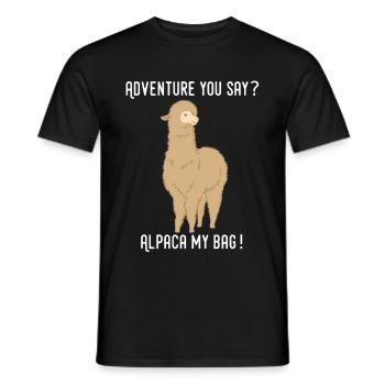 Alpaka Reise Cool Rucksack Alpaca My Bags Geschenk - Männer T-Shirt - Schwarz - Vorne - AI Model Male 178 light (178cm)