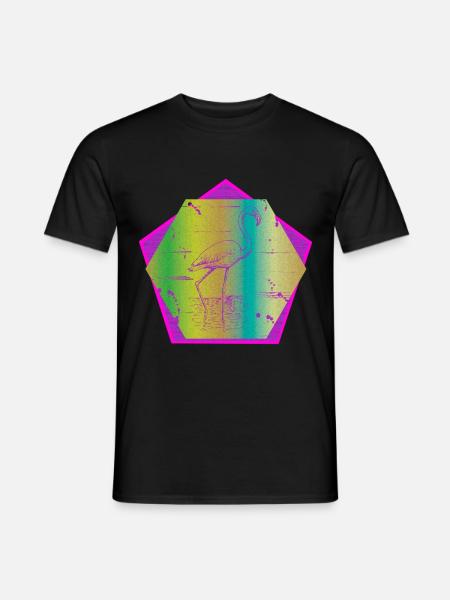 Flamingo Fünfeck - Männer T-Shirt - Schwarz