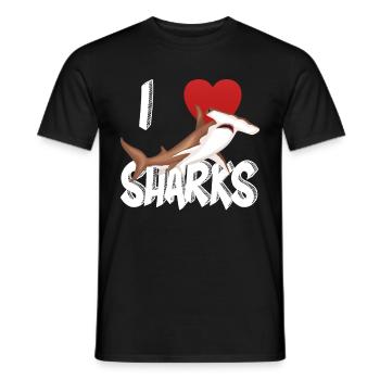 I Love Sharks Cute Novelty Week of the Shark Gift Idea For Shark Lovers Graphic Hammerhead Shark - Men's T-Shirt - black - Front - AI Model Male 178 light (178cm)