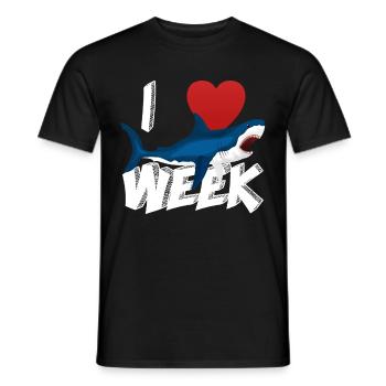 I Love The Week Of Sharks Cute Novelty Gift Idea For Shark Lovers Graphic Shark Attack - Men's T-Shirt - black - Front - AI Model Male 178 light (178cm)