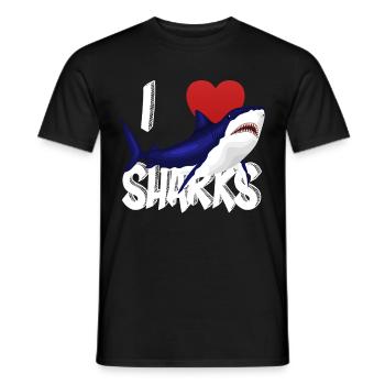 I Love Sharks Cute Novelty Week of the Shark Gift Idea For Shark Lovers Epic Graphic Shark - Men's T-Shirt - black - Front - AI Model Male 178 light (178cm)